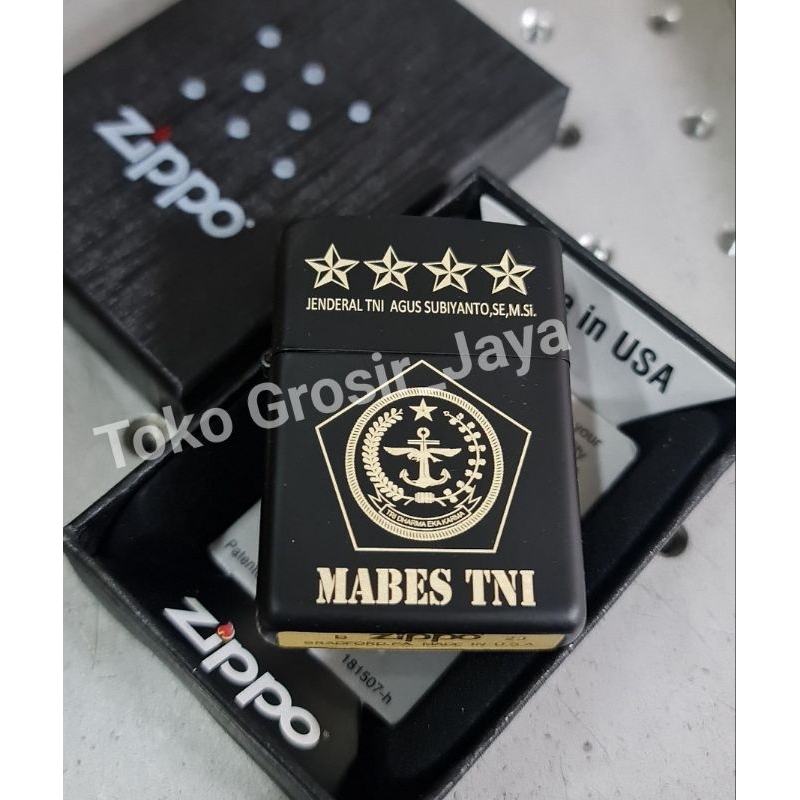 Korek Api Zippo Custom Ukir Logo Mabes TNI Bisa Ukir Nama Sendiri