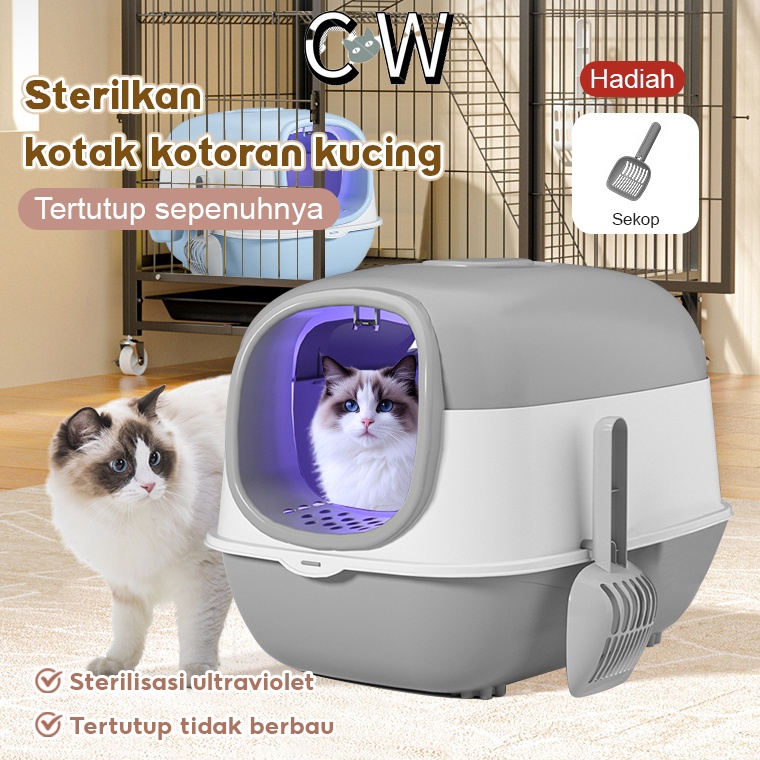 KODE M15Q Kotak Pasir Kucing UV Toilet Kucing Bak Pasir Kucing Litter Box Kucing Kotak Kotoran Cat L