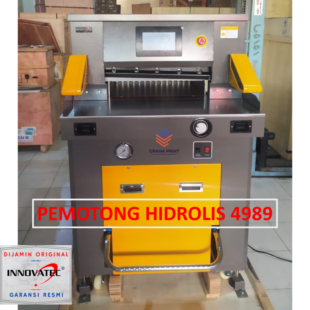 INNOVATEC Mesin Pemotong Kertas Hidrolis 4989 Alat Potong Kertas Hidrolik Digital Elektrik Otomatis