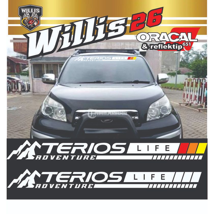Stiker Cutting Terios Variasi Kaca DEPAN BELAKANG Mobil Adventure