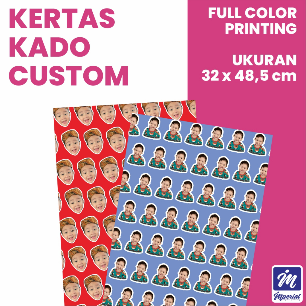 

(GRATIS DESAIN) Kertas Kado Custom Ukuran 32 x 48,5 CM