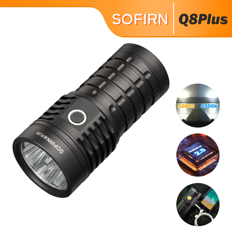 SOFIRN Q8Plus (EC06) Senter LED 16000lm, Chip XHP50B, Baterai 21700, USB-C, Anduril 2.0, untuk Outdo