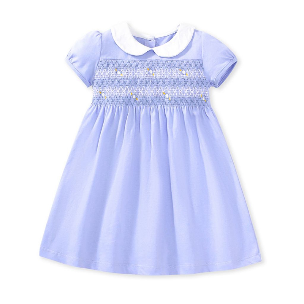 Hnz Kasacima-Blue smocked dress by Little Maven // dress smocked anak// smocked import
