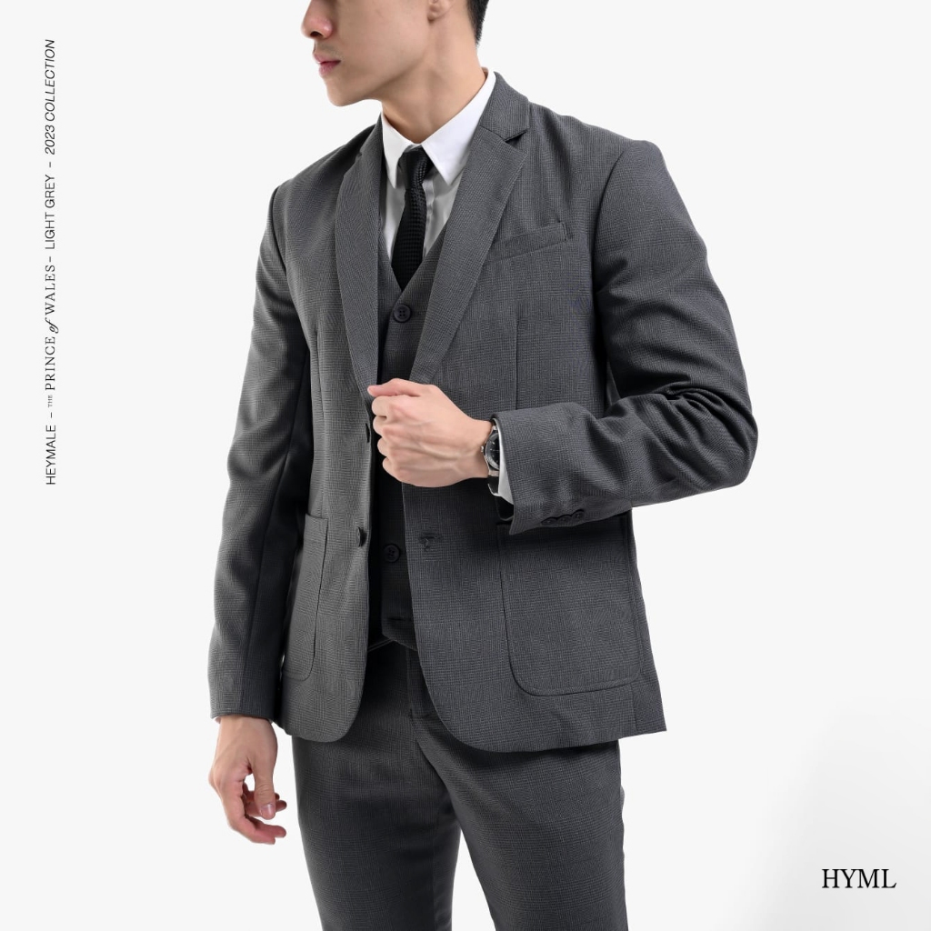 Heymale Prince of Wales Blazer Blazer Pria Lengan Panjang