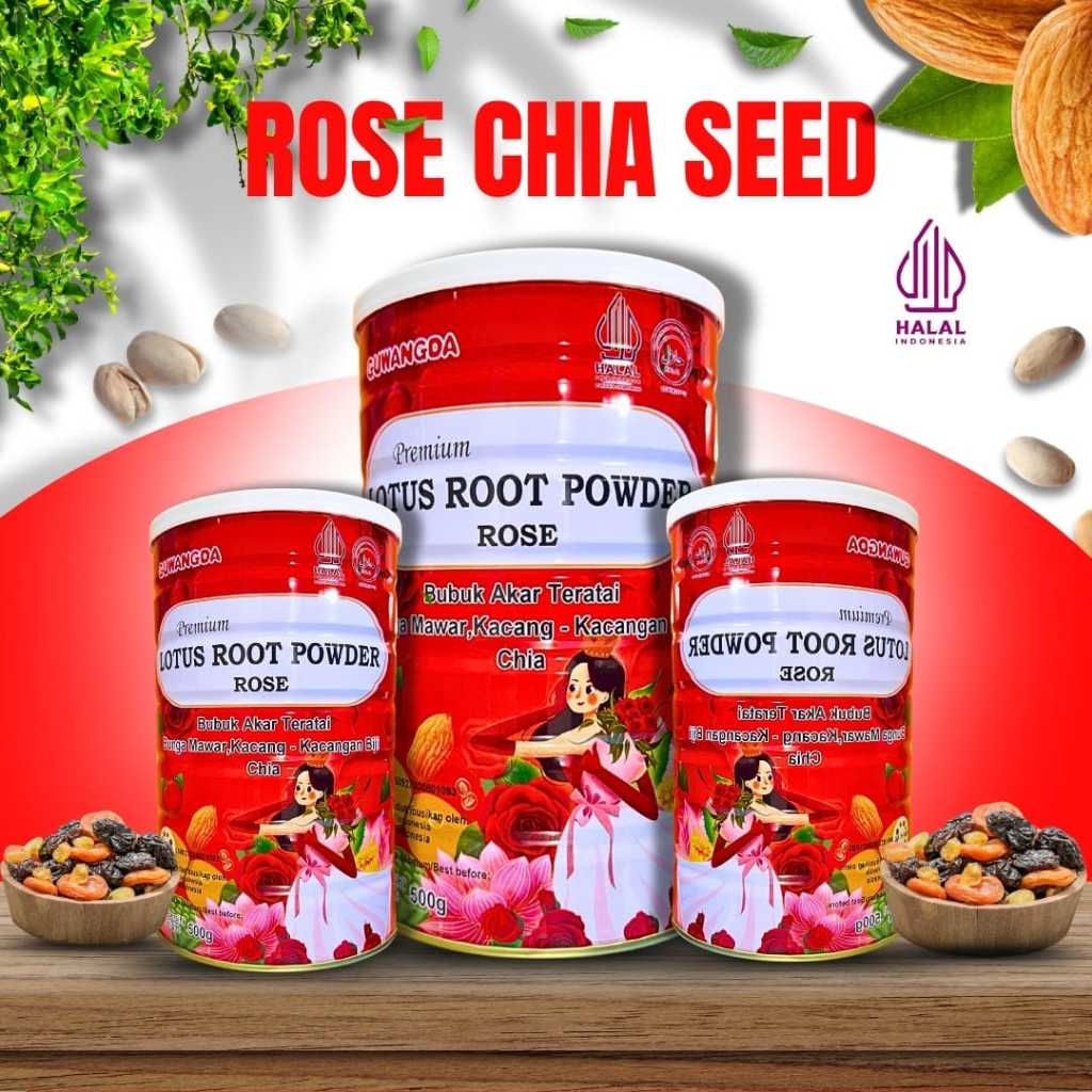 

OUFEN LOTUS ROOT POWDER-BUBUR AKAR TERATAI ROSE CHIA SEED/MAWAR-BPOM HALAL