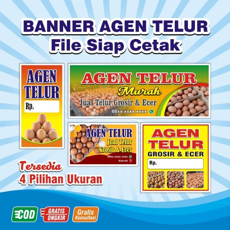 banner spanduk Agen Telur atau Jual Telur berbagai ukuran