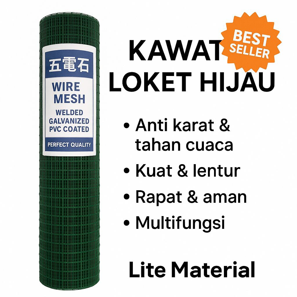 Kawat Loket Hijau 1/2 Inch Full Roll PVC Ram Kandang Ayam Burung