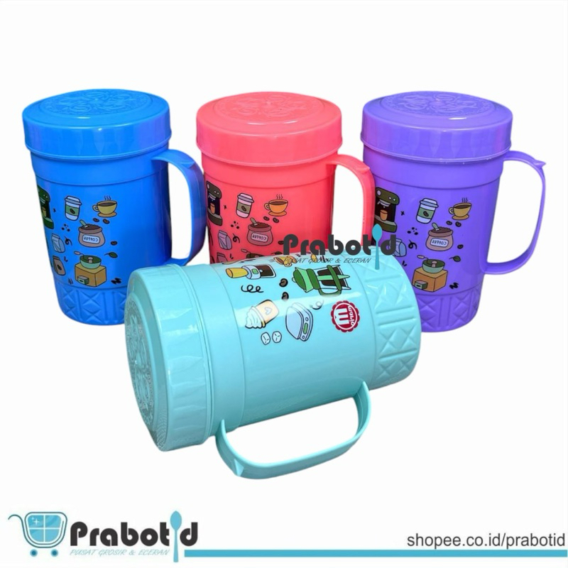 MUG PLASTIK MOTIF LUCU / MUG PLASTIK 1 LITER DENGAN TUTUP