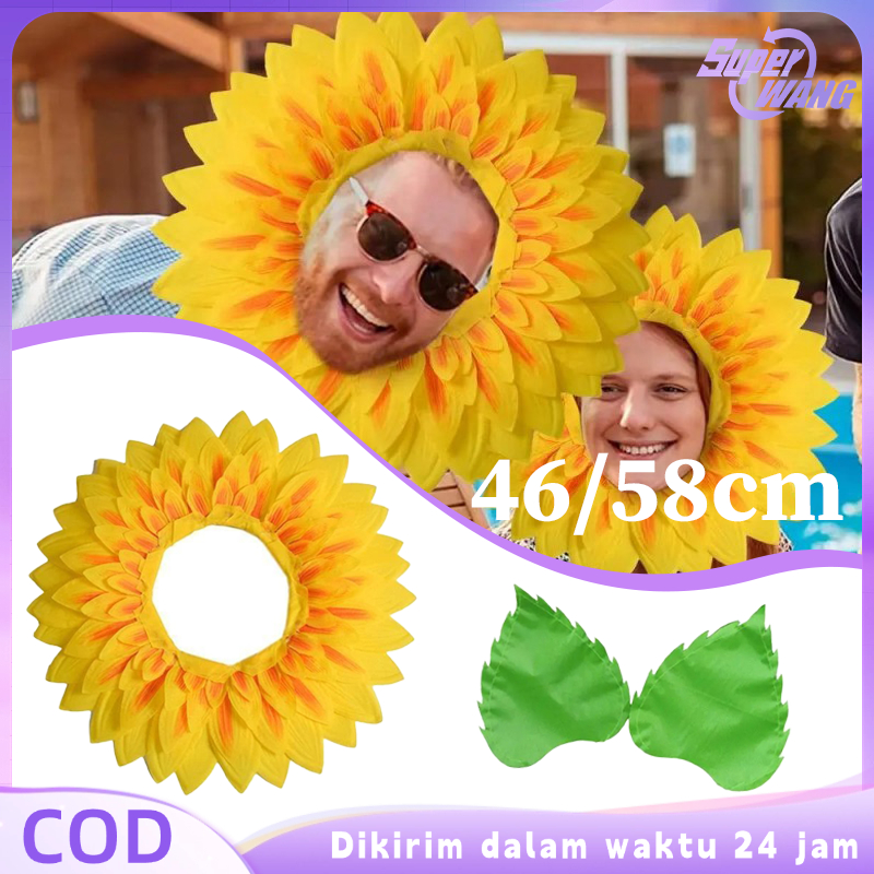 46/58cm Bando Bunga Matahari Anak Dewasa Bando Matahari Mekar Kostum Bunga Matahari Sunflower Bando