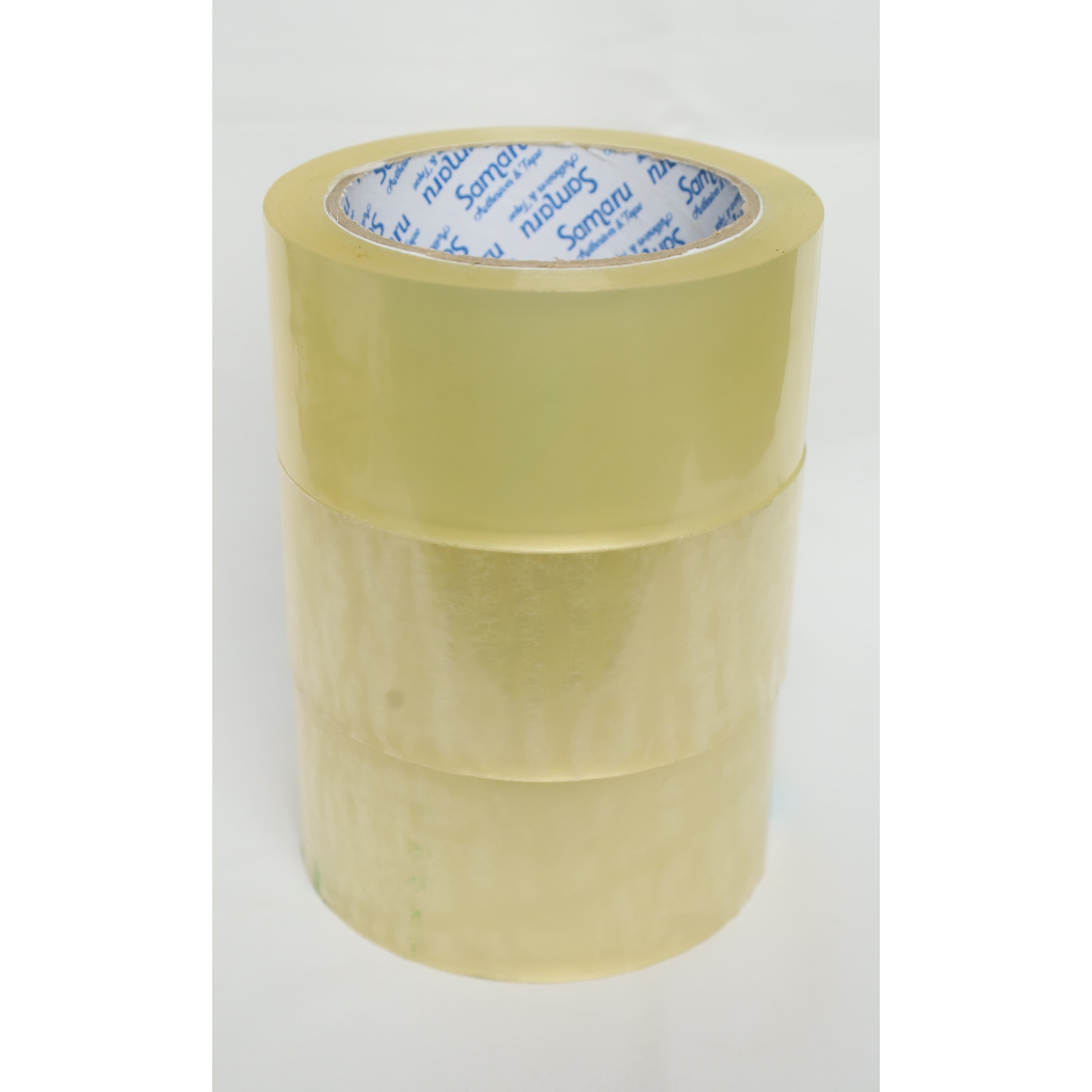 

BOPP/OPP BENING/LAKBAN BENING/ISOLASI BENING/PEREKAT BENING SAMARU 48MM X 90Y, 48MM X 65Y 40 MICRON 1 SLOP