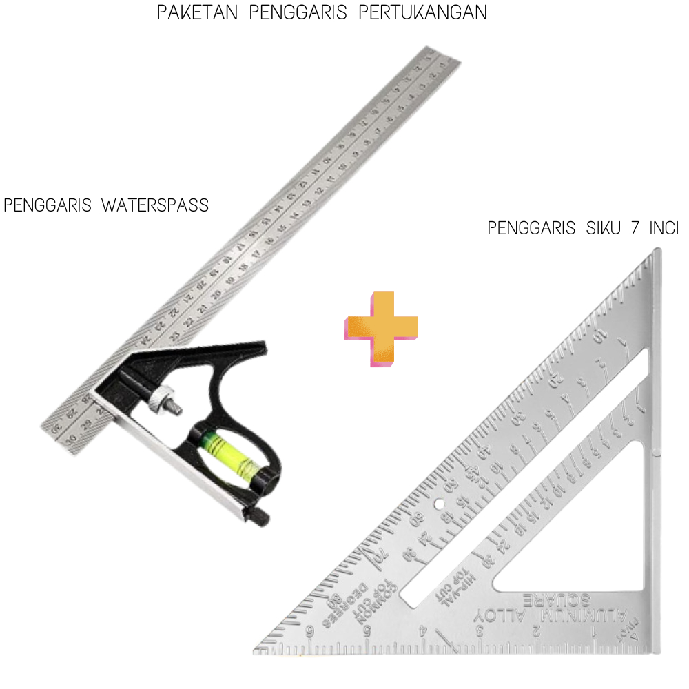 

Baru Paket 2 Pcs Penggaris Siku Waterpass Penggaris Sudut Mistar Triangle 7 Inch Woodworking