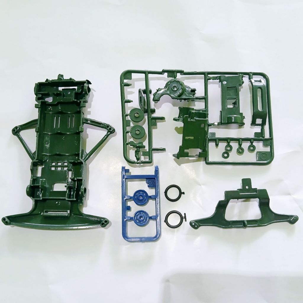 Rep Tamiya chassis Super FM set Gearbox + roller karet lengkap Super-FM SFM hijau