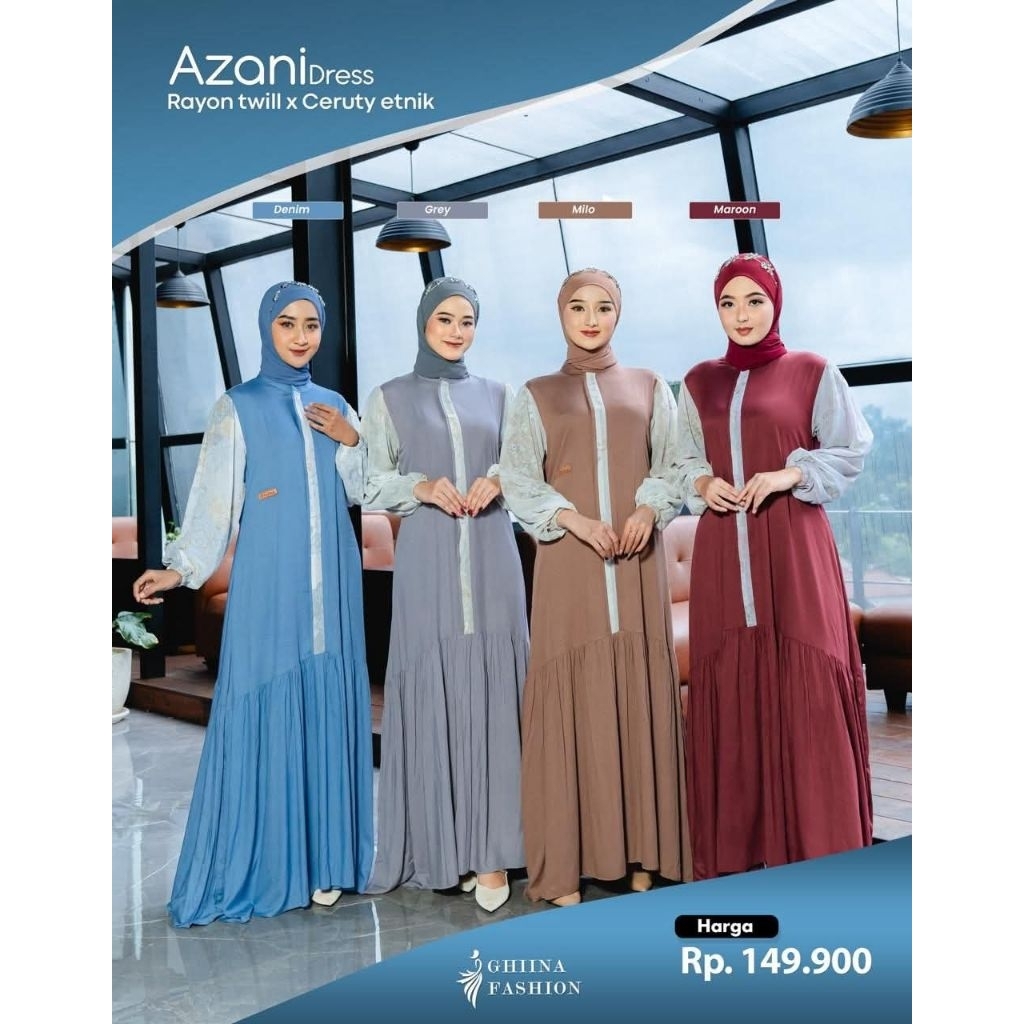 GAMIS - AZANI DREES by Ghina Fashion /New/Hits/Gamis daily/Branded ORI/Termurah