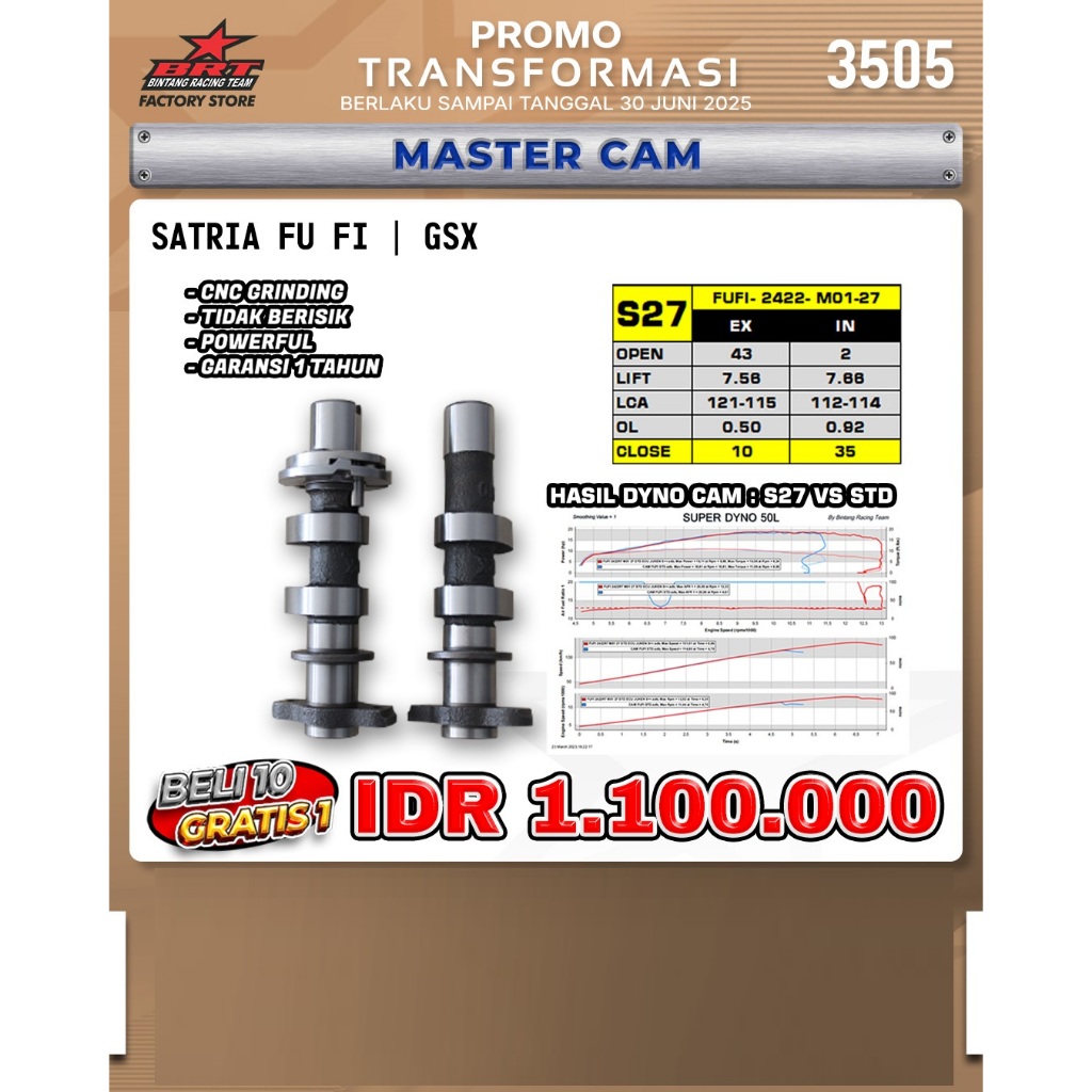 MASTER CAM NOKEN AS S27/T2/T12/R6/R7 SATRIA FU I GSX BRT BINTANG RACING TEAM