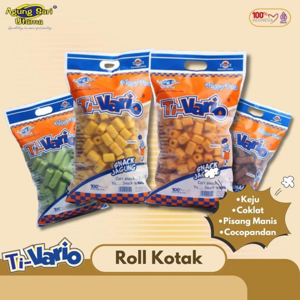 

Ti-Vario Snack Jagung 330g – Camilan Kotak Bulat Renyah Gurih Khas Magelang by Priyo Snack