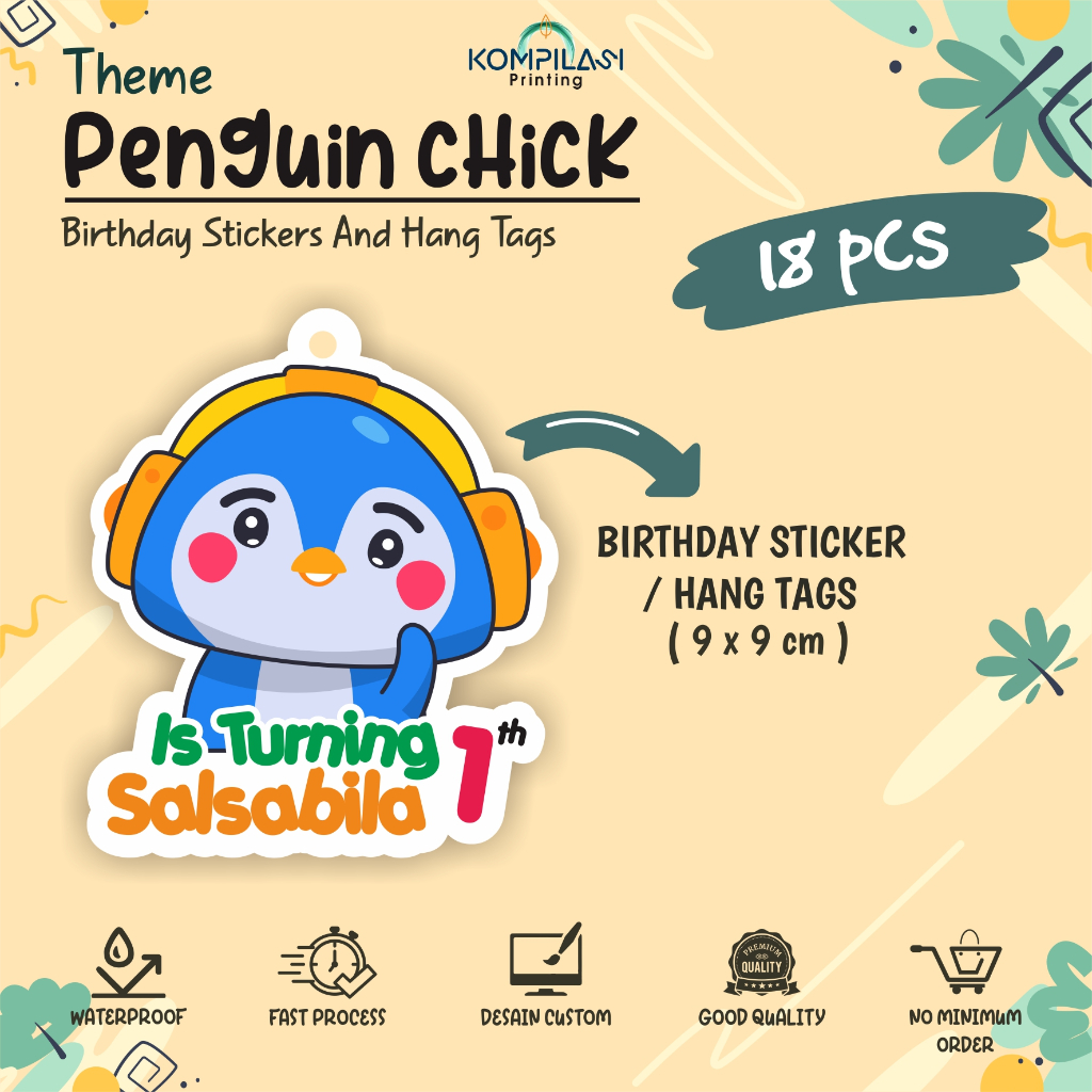 

Cetak Hang Tag & Stiker Ulang Tahun tema PENGUIN CHICK ( 18 PCS ) / Label Tag Ulang Tahun Murah / Hang Tag Ulang Tahun / Tag Souvenir