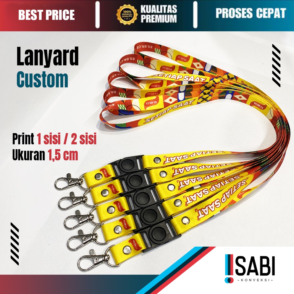 

[BISA SATUAN] LANYARD CUSTOM CETAK LANYARD 1 SISI / 2 SISI UKURAN 1,5 CM FULL PRINT PREMIUM CEPAT