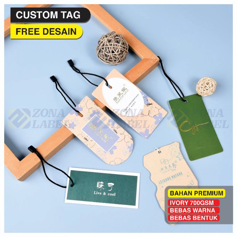 

( FREE DESIGN ) Hangtag Label Baju | Label Nama Baju Custom | Label Tag Harga Baju
