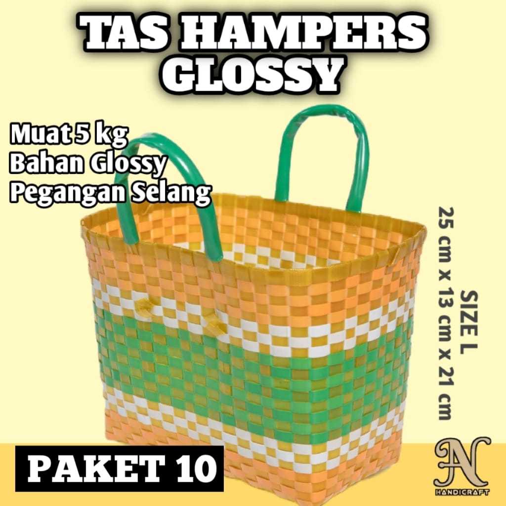 

Paket Tas Anyaman Isi 10 Pcs Tas Fitri Kaca Glossy Ukuran L Sedang