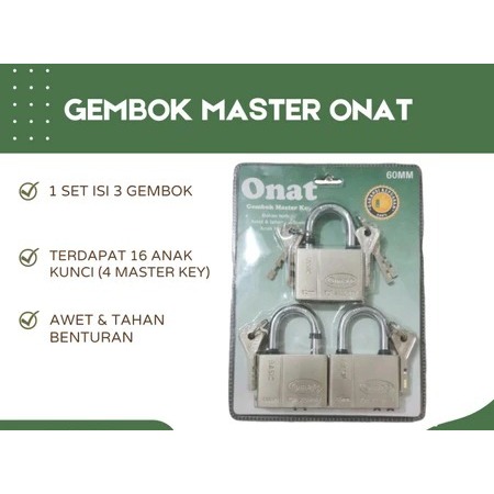 Gembok MASTER KEY ONAT 40, 50, 60 MM / Gembok Master Key
