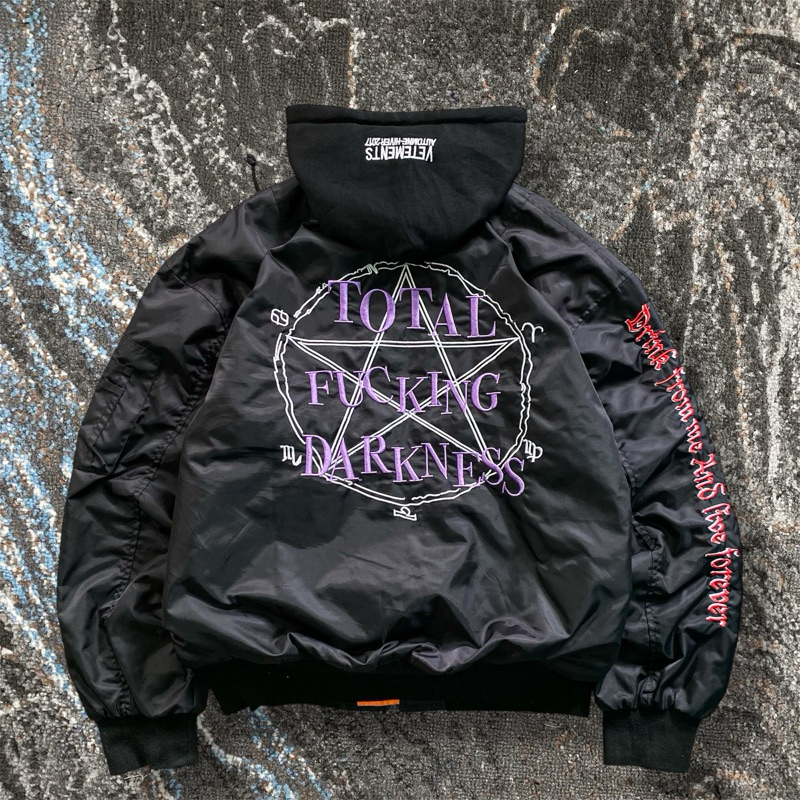 vetements bomber hooded jacket