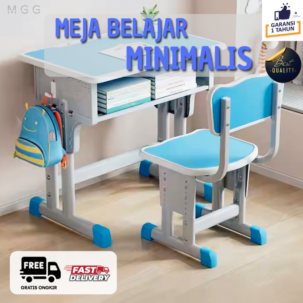 MGG Set meja dan kursi belajar anak, meja dan kursi tulis anak, meja dan kursi sekolah, meja dan kur