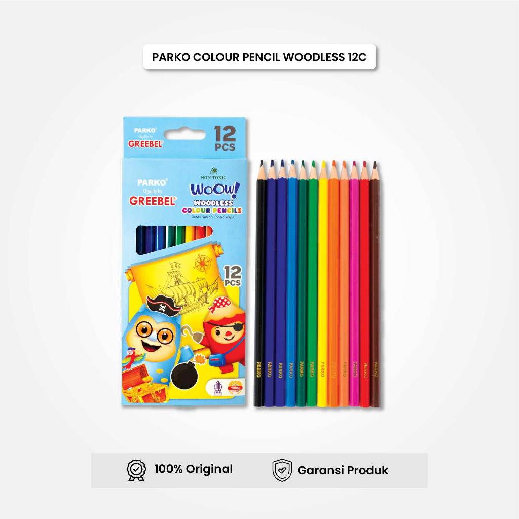 

PARKO Pensil Warna 12 Warna / Woodless Colour (12 Pkw-907) / Colored Pencil / Warna Lebih Nyata / Vemilo