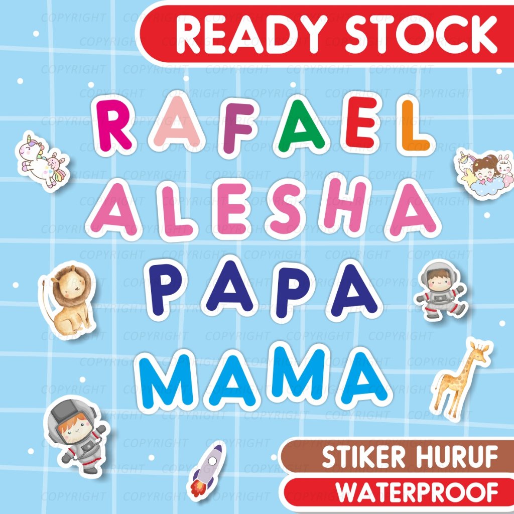 

Stiker Nama Huruf Waterproof Anak Sekolah Readystock Siap Pakai Label Back to School Tahan Air