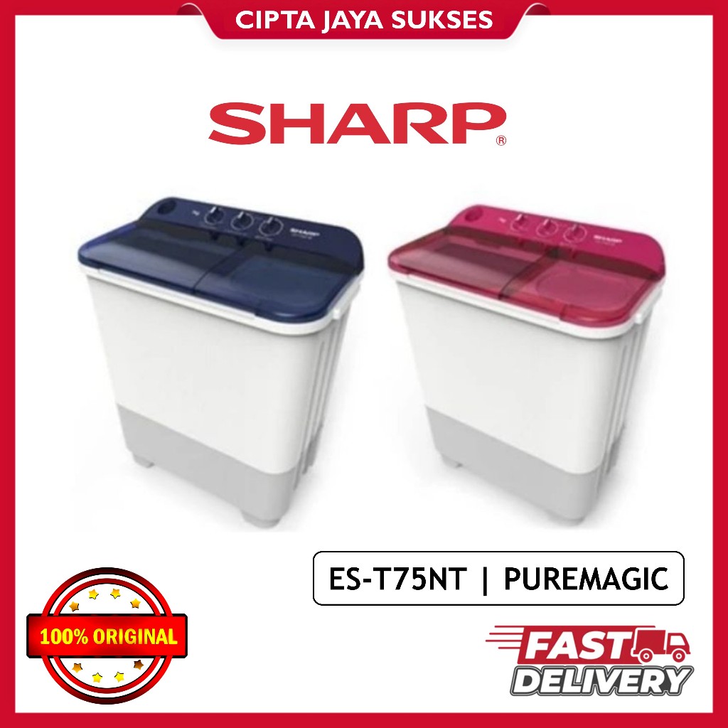 MESIN CUCI SHARP 2 TABUNG SHARP EST 75 NT EST 75NT EST75NT 7KG 7 KG LOW WATT TERMURAH
