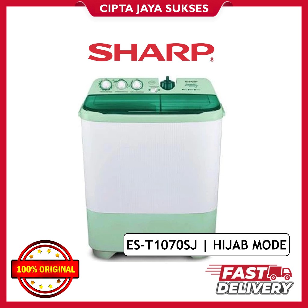 MESIN CUCI SHARP 10KG 2 TABUNG ES-T 1070 10 KG EST 1070 EST1070
