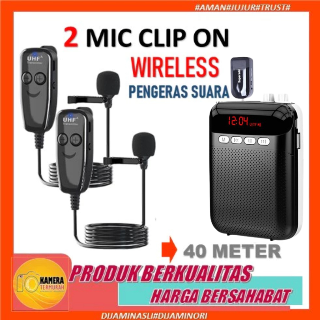 Megaphone Speaker S26 Pinggang Dual Mikrofon Clip On Wireless