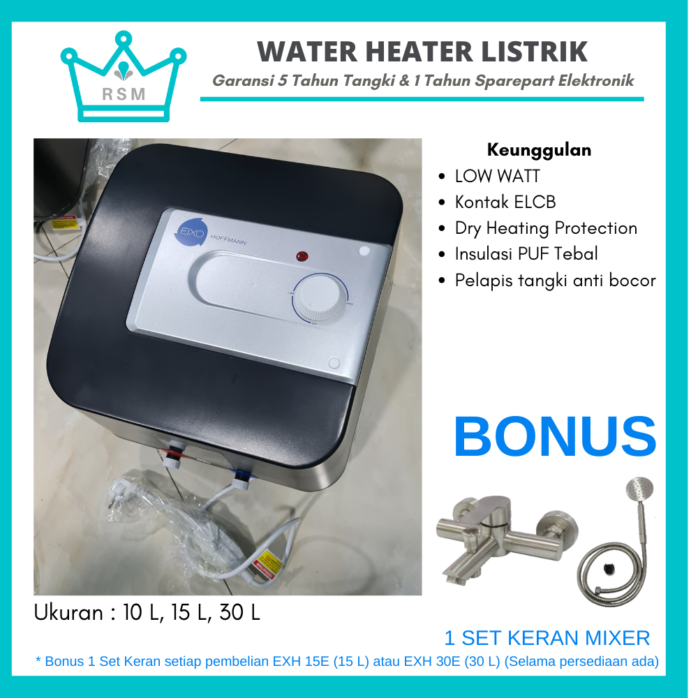 Water Heater Electric Pemanas Air Tabung 250 500 Watt Hitam EIXO Hoffmann