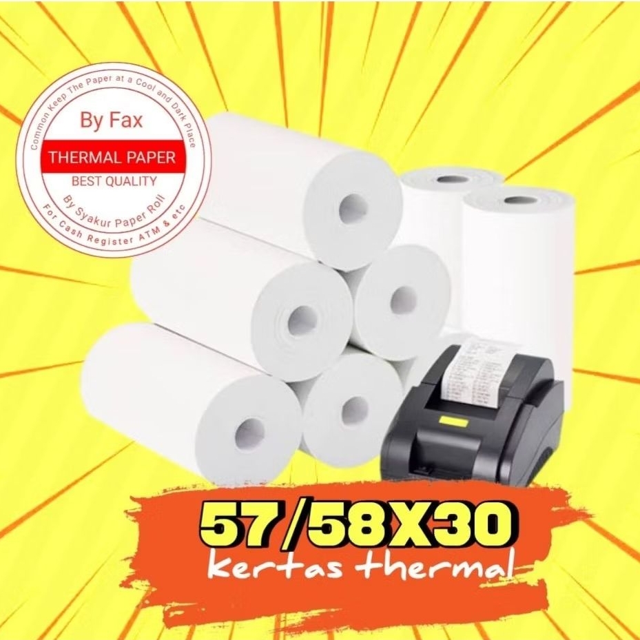 

RB Kertas printer thermal 58/57x30 full tanpa core paket 100 Roll(1 DUS)