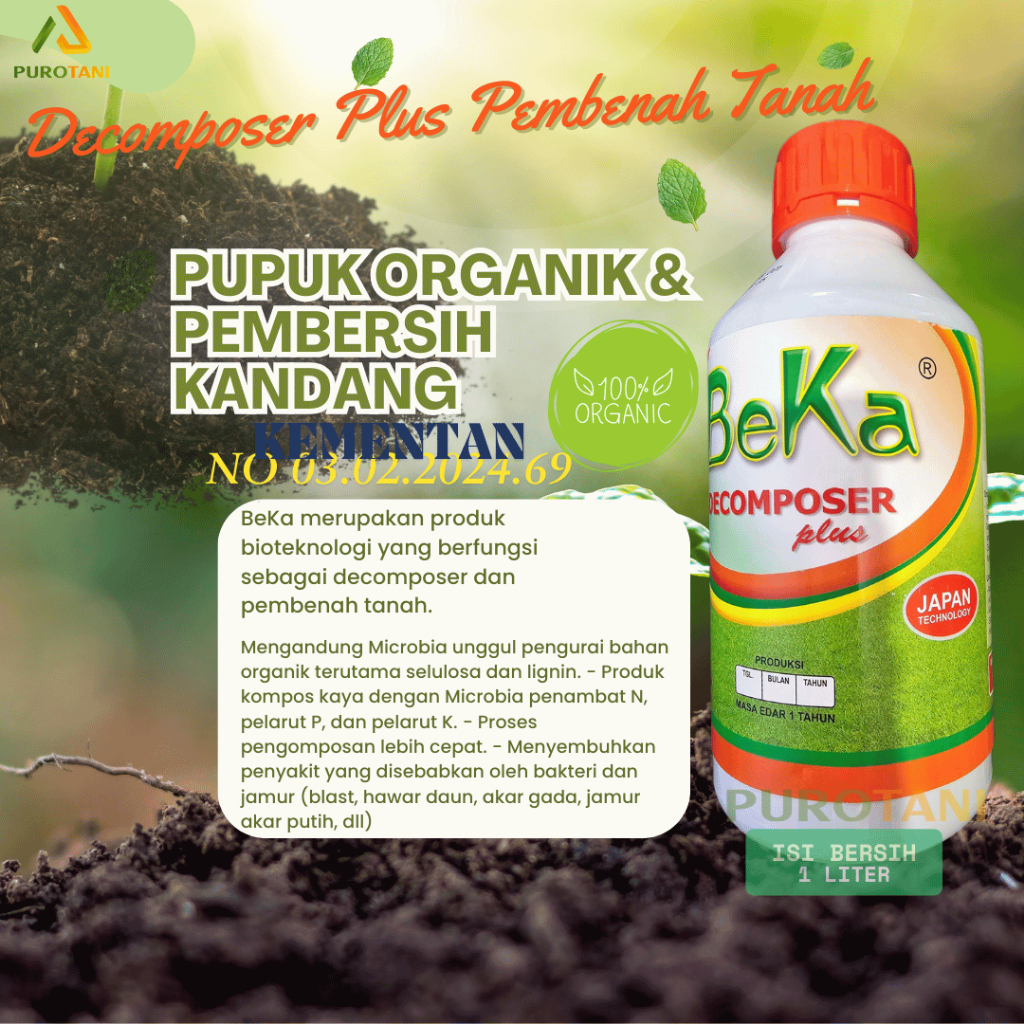 Pupuk Organik Beka Decomposer Plus Pembenah Tanah 1 Liter