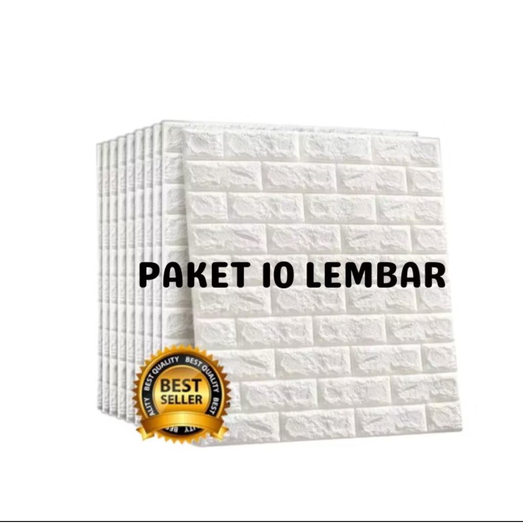 Paket 10 lembar Walpaper foam 3D bata 70x77