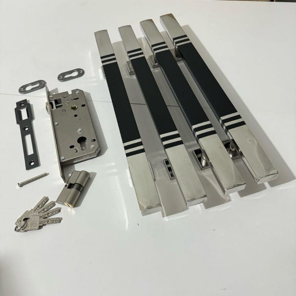 handle set kunci pintu gagang pintu rumah kotak stainless kupu tarung minimalis