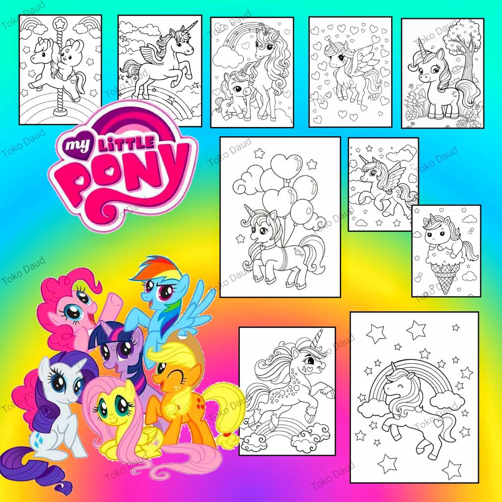 LITTLE PONY - Kertas Lembar Gambar Mewarnai Mainan Edukasi Anak