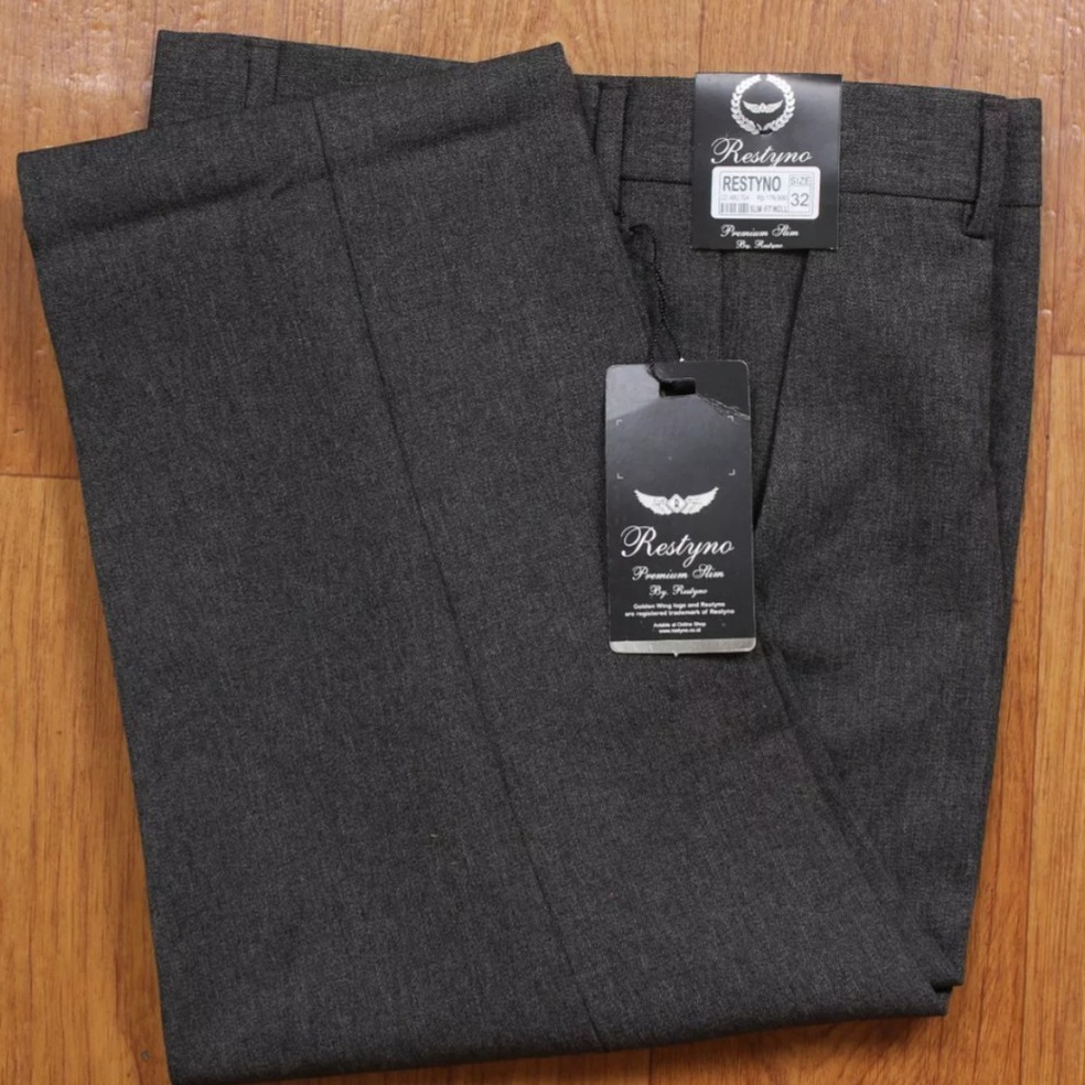 KODE Q23B CELANA BAHAN  KERJA  FORMAL  KANTOR  PANJANG  HITAM  DASAR PRIA SLIMFIT