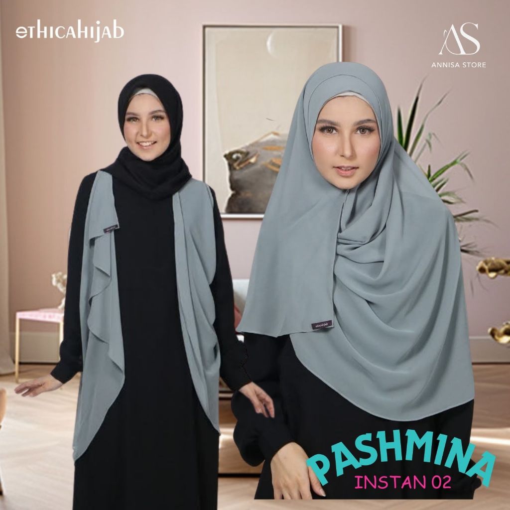 ETHICA HIJAB PASHMINA INSTAN 02 / PASMINA INSTAN BISA DIPAKAI SEBAGAI OUTER NO RIBET