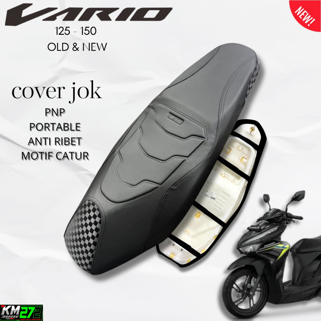 KM272 Sarung Jok Motor Vario 125 & 160 LED Anti Ribet / Cover Jok Vario 125 OLD Pemasangan Mudah