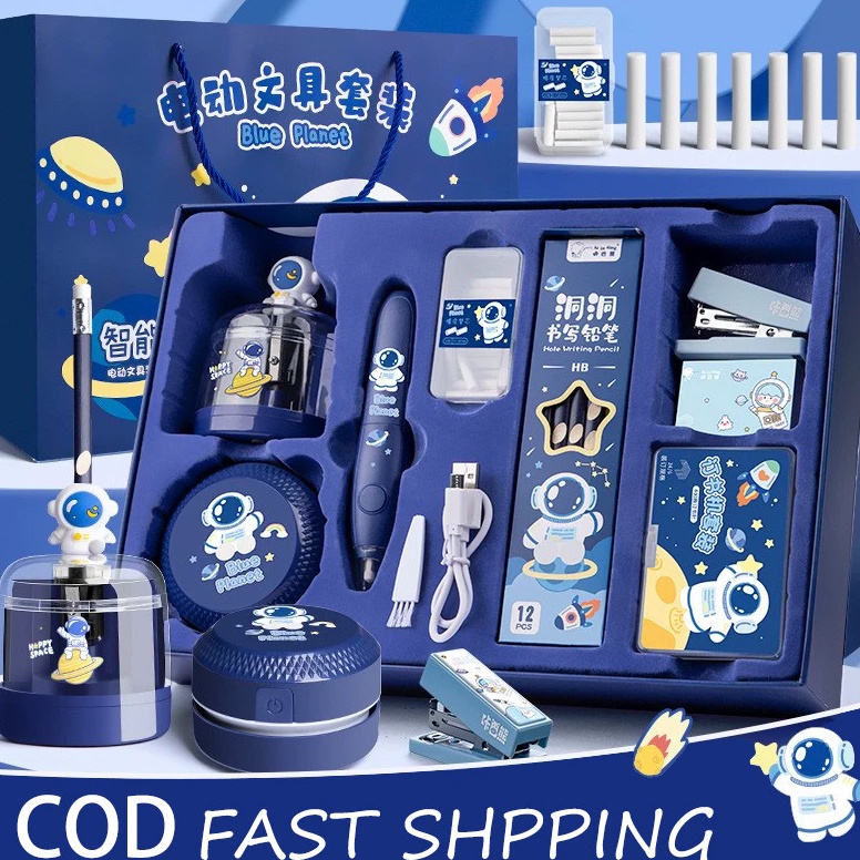 

Terlaris Set Alat Tulis Anak 12 IN 1 Perlengkapan Alat Tulis OtomatisAutomatic Electric Stationery SetKit Alat Tulis Elektrik Kemasan Mewah Rautan Penghapus Vacuum