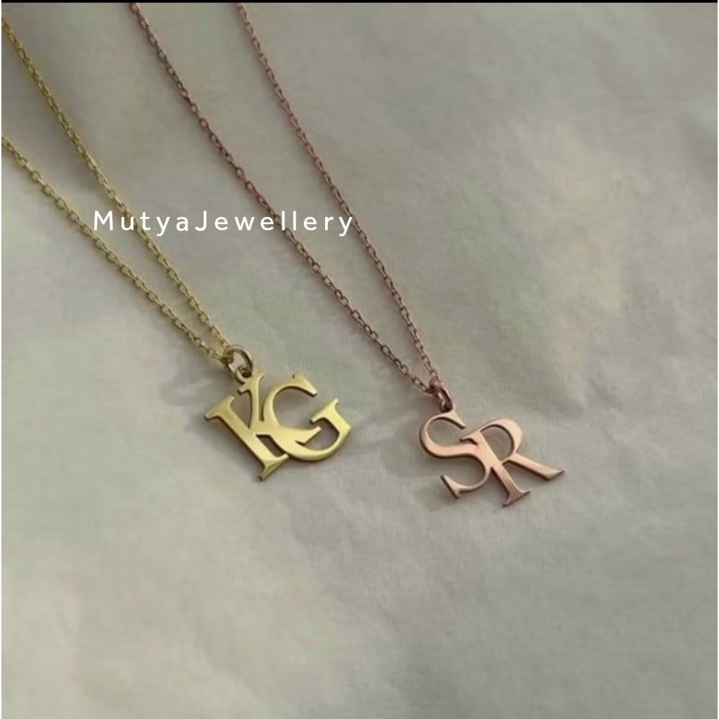 Kalung Inisial / Kalung Huruf Titanium / Kalung 2 Huruf Bisa Request Huruf