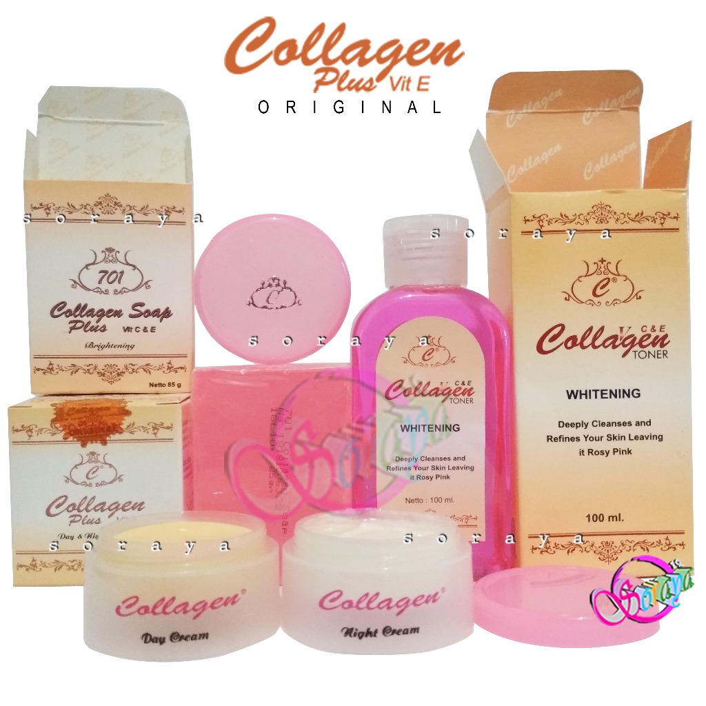 Paket Cream Collagen Siang Malam Toner plus Sabun Coolagen 701 BPOM