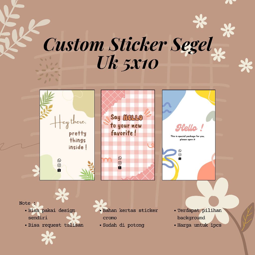 

BISA PAKAI DESIGN SENDIRI !! Sticker Segel Packaging Kertas Cromo Ukuran 5x10