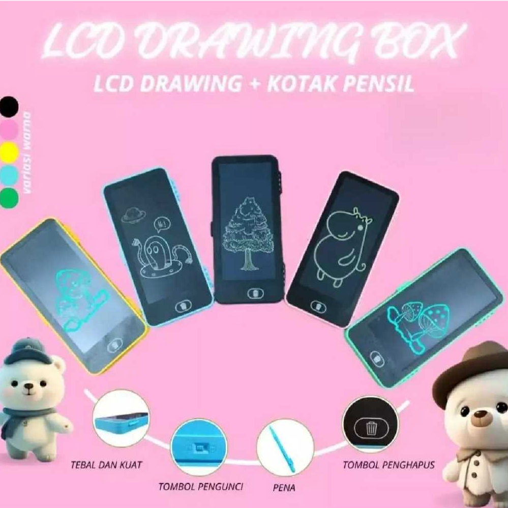 

Kotak Pensil 2 IN 1 LCD Pen Case Drawing Box Papan Coret Kreatif Anak Dengan Digital