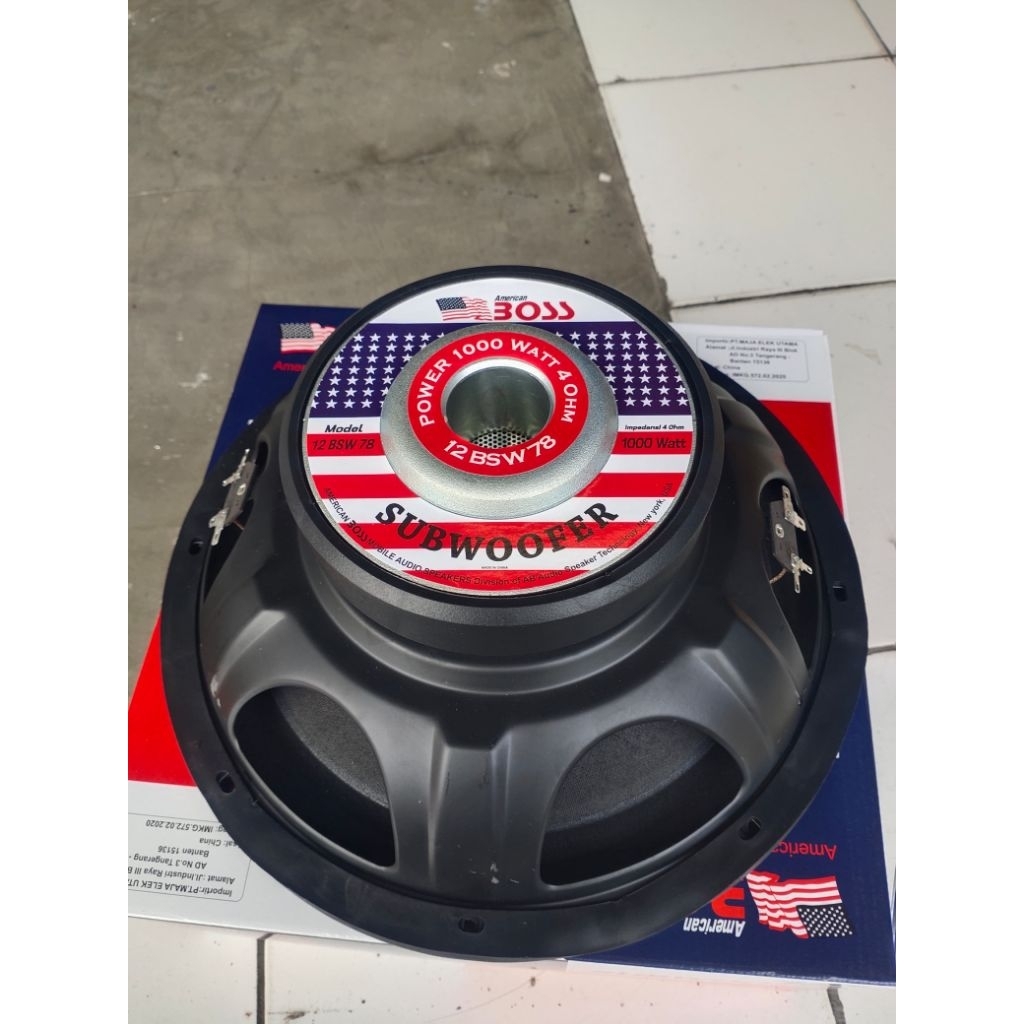 SPEAKER SUBWOOFER AMERICAN BOSS 12 BSW 78 12inchi 12BSW78 1000watt impedance 4ohm original