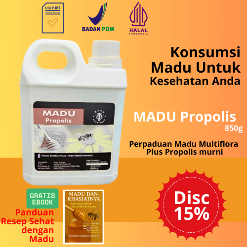 

Madu Asli 100% - Madu Murni Nektar Multiflora Plus Propolis 850gr - Pure Natural Raw Honey