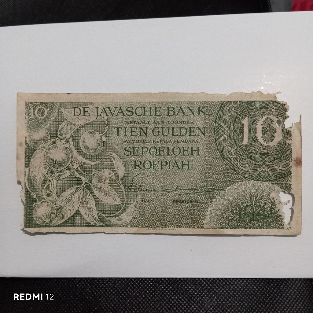 uang kertas 10 gulden federal tahun 1946 bekas jelek apa adanya asli