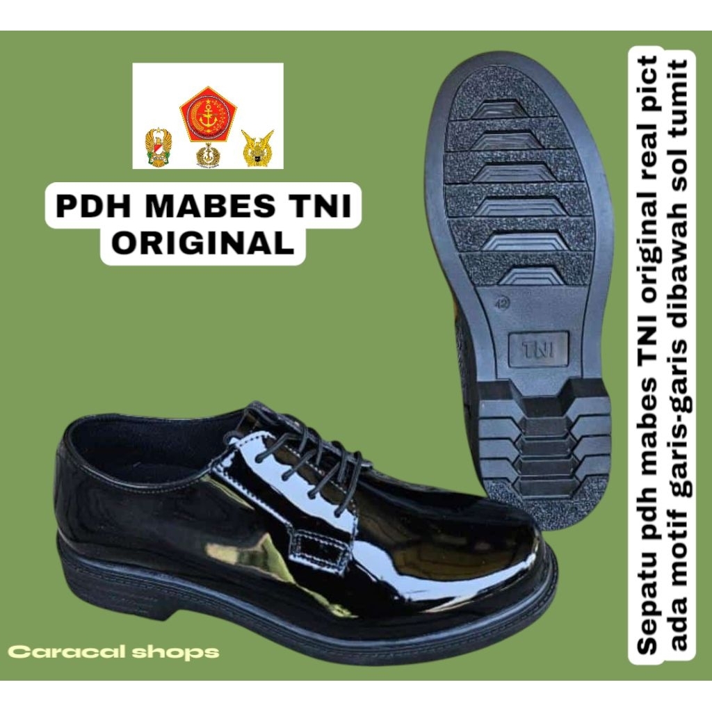 TERLARIS SEPATU PDH TNI JATAH MABES ASLI ADA MOTIF GARIS-GARIS DIBAWAH SOL TUMIT /SEPATU PDH TNI