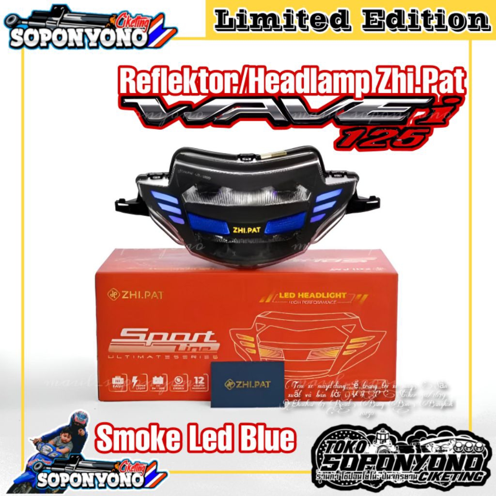 +✅𝗧𝗘𝗥𝗠𝗨𝗥𝗔𝗛 | REFLEKTOR HEADLAMP LED ZHIPAT SPORT LINE ULTIMATE SERIES MODEL SMOKE LED BIRU BY ZHI.PA